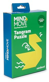 MIND & MOVE Miniland Set Tangram - Juego Geométrico Terapéutico, 2 Tangrams con 10 Retos de Ensamblaje, Estimula Lógica, Percepción Visual y Pensamiento Espacial, Uso Terapéutico para Adultos
