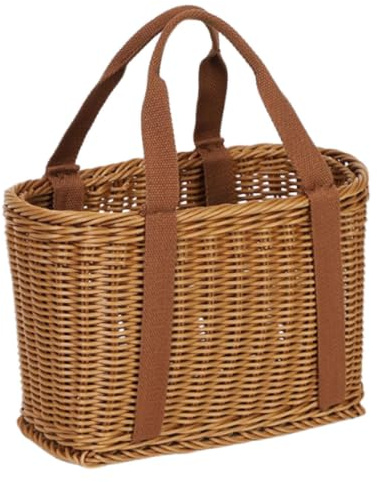 Vävd shoppingkorg – återanvändbar lättviktsorganisatör, handvävd rotting picnic tote, landsmarknadshamper | Double Straps Carry Crate, Garden Harvest Farm Vegetable Fishing Foraging Lunch Beach Bag