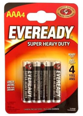 Eveready Super Heavy Duty AAA Zinc Batteries, 4 each