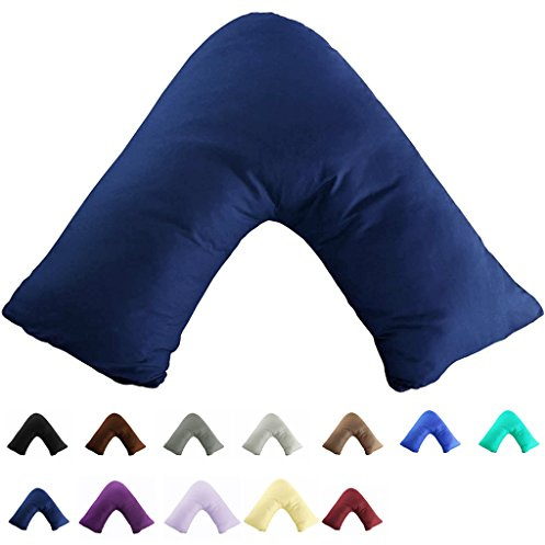 Gyulin 100% cotone 300 fili Soild Busta stile V/Tri/Boomerang standard federa cuscino solo federa senza inserto (blu navy)