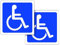 2 Panneaux Pictogramme Handicapé Autocollants (150 x 150 mm) en Vinyle imprimé + plastification Anti UV : Picto Handicapé - Collage par l'exterieur