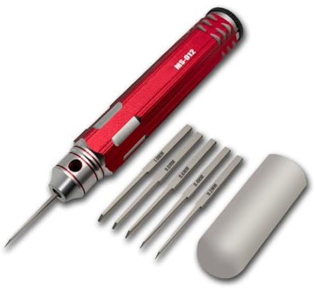 ANSAI Model Scriber with 5 Blades for Modeling Hobby Resin GK Carved Scribe line Cutting Tool Chisel + Rubber Cap Blades with Laser Mark