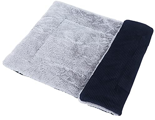 Vejaoo Hundsängmatta, tvättbar kattkudde, mjuk, premium, plysch, hundar, madrass, soffa, dubbelt användningsområde, utförsäljning för liten/medium/stor hund XZ014 (M (75 x 50 cm), veke mörkblå)