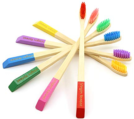 Spazzolino Bamboo, Setole in Moderata Morbidezza, Impugnatura Dal Design Antimuffa Unico (6 Colori)…