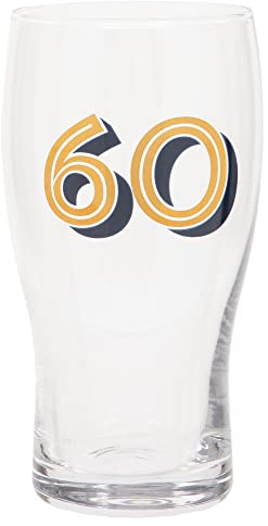 Bicchiere da pinta di birra per il 60° compleanno, oro e blu scuro - 570 ml/1 pinta