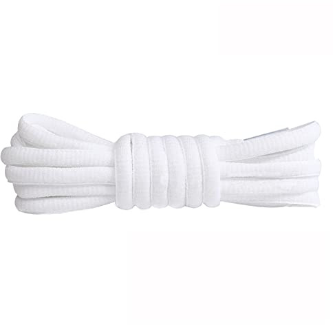 Lot de 2 Paires de Lacets Demi-Ronds de qualité supérieure Chaussures de Rechange Lacets Plats de 6 mm de Large Chaussures de randonnée,Chaussures de Sport,Chaussures de Course Blanc 100 cm