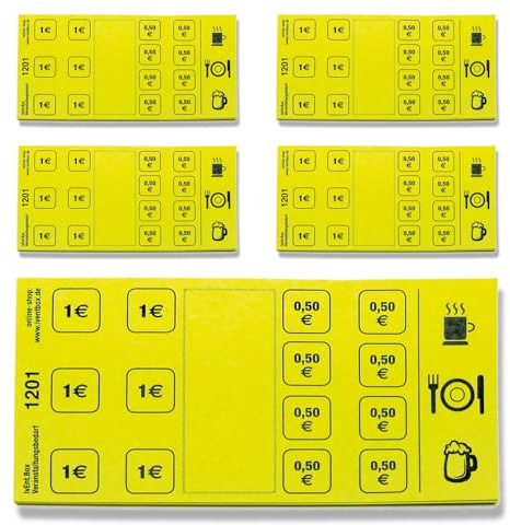 Cartes de consommation, 5 blocs de 50 feuilles (jaune, 250)