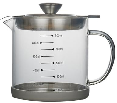 Bafnsiji Barattolo di Grasso per Filtro Olio, Contenitore di stoccaggio dell'olio di Vetro, Contenitore di Grasso per Pancetta con Filtro a Maglia fine, Separatore di Olio da Cucina,1000ml