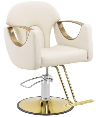 physa PHYSA BARTON CREAM Poltrona da parrucchiere con poggiapiedi 55-65 cm 180 kg color crema Poltrona da parrucchiere Sedia da parrucchiere Poltrone per parrucchieri