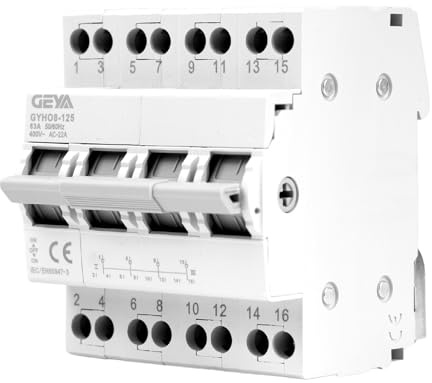 GEYA Umschalter 4P 63A Lasttrennschalter Dual Power Manual Transfer Isolating Switch AC 400V Manueller übertragungstrennschalter manueller doppelleistungstransfer trennschalter DIN-Schiene Montage.