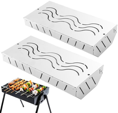 Caja ahumadora para barbacoa | Caja de ahumador de acero inoxidable | Caja de ahumador resistente | 2 cajas de ahumador de acero inoxidable con tapa con bisagras | Ideal para astillas de madera para