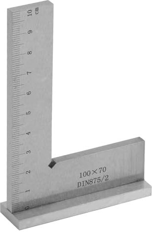 Escuadra Carpintero 100x70mm, Regla de Ángulo Recto de 90 Grados con Base y Escala DIN 875, Escuadra de Solapa de Acero Inoxidable para Maquinista Carpintero Laboratorio Madera Mecanizado