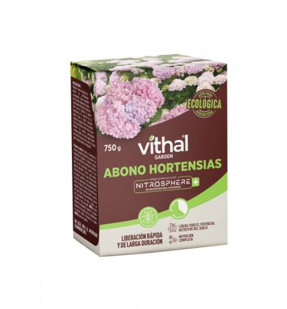 VITHAL Abono Hortensias Nitrosphere Plus - Fertilizante Plantas Organo-Mineral con Probiótico de Algas, Potencia el Desarrollo de Hortensias, Liberación Rápida y Larga Duración, 750kg