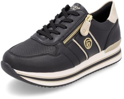 Remonte Damen Low-Top Sneaker D1327, Frauen Halbschuhe,lose Einlage,straßenschuhe,Strassenschuhe,Sportschuhe,Freizeitschuhe,schwarz Kombi (03),40 EU