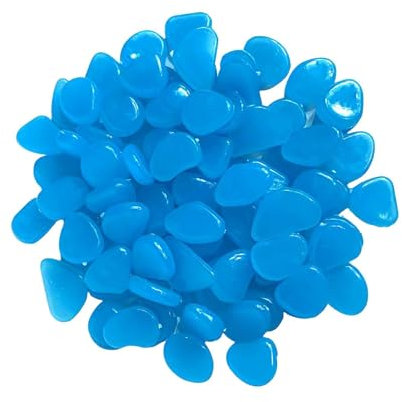 Pietre Luminose da Giardino 300 Pezzi, Sassi da Giardino, Decorative Sassi Luminosi, Brillanti Ciottoli, Pietre Luminosi per Acquario Prati Terrazza, Sassi Decorativi per Vasi, Pietra Luminosa, Blu