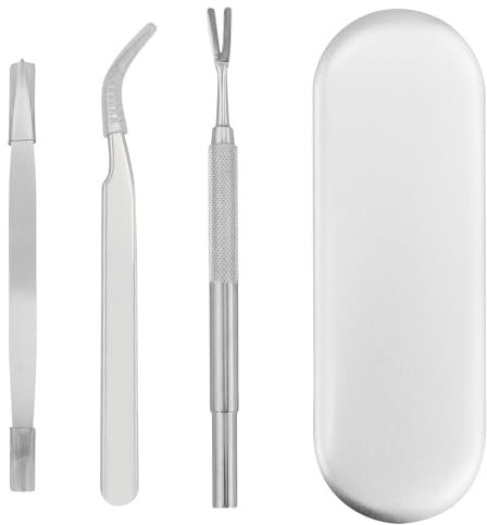 Pinza per zecche, pinza zecche per cani, in acciaio inox professionale, per cane/gatto/persone, gancio per zecche, set premium tra cui 1 pinzetta per rimozione del segno di spunta + 1 forchetta