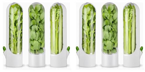 Kznifmk 6 Piezas Protector de Hierbas para Refrigerador Conservador de Hierbas Frescas para Refrigerador, Almacenamiento de Hierbas para Cilantro, Perejil y EspáRragos