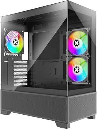 Xilence X218.ARGB XILENT Beam Gaming PC Gehäuse, 3X PWM Lüfter, ATX Midi Tower Case, Aquarium Glas Optik, hoher Airflow, optimiertes Kabelmanagement, PWM/ARGB Control Board