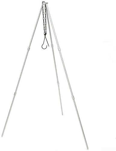 ZiStarlilife Trípode de camping al aire libre Estante colgante portátil BBQ Grill Stand Ajustable Campfire Equipo de cocina Negro (Plata)