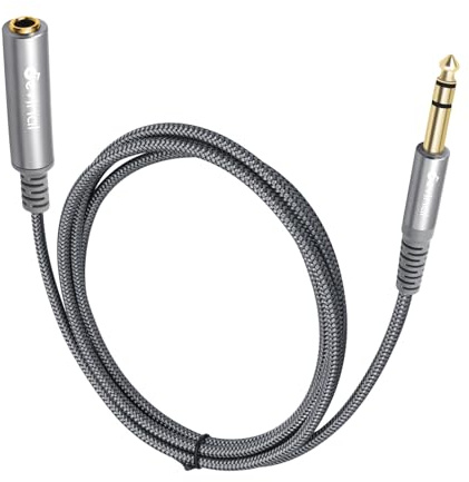 Devinal 1/4 inch Headphone Extension Cable, 6.35mm TRS Male to Female Stereo Cord, Quarter Inch Guitar Cable Extender, 6ft (2 Meters)