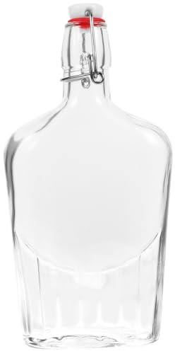 SMASOLO Botella de Vidrio Transparente con Cierre Hermético para Licor Jugo y Bebidas Diseño Clásico Fácil de Limpiar sin Fugas para Uso Seguro y Versátil Fiestas y Hogar