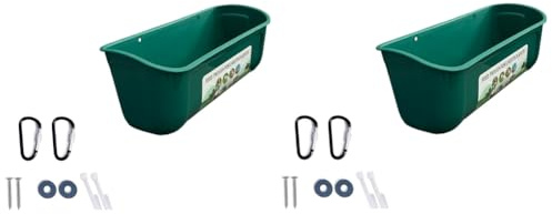 Bosiyrggrl Green 2Pack Duck Feeder Fence Hanging Feed Trough Goose Turkey Trough with Clips