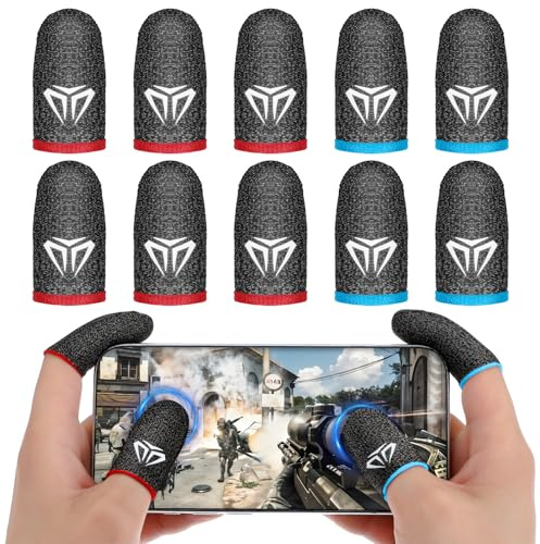 WLLHYF Lot de 10 manchons de doigts de jeu en élasthanne - Fibres de jeu mobile - Pour écran tactile - Confortables et respirants - Anti-transpiration - Manchons de pouce - Protection des doigts