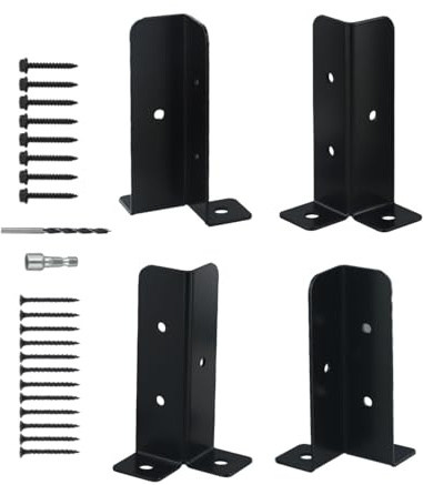 Manillefu 4Pcs Regolabile Deck Post Ancoraggio Base Staffe Ferro Recinzione Supporto Con Viti Per Pali In Legno Ponti Pavimenti In Cemento Pergola