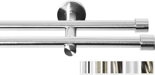 Rollmayer Gardinenstange Ø 16mm Crux Edelstahl 160cm 2-läufig