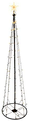Spetebo LED Lichterbaum mit Stern - Höhe 240 cm / 154 Lichter warmweiß - LED Weihnachtsbaum beleuchtet - Deko Baum Tannenbaum Außen