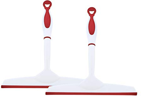 Superio Rubber Squeegee, 2 Pack, Streak Free All Purpose Window Squeegee, Comfort Grip Handle and Hanging Hook (Red, 10 Inch- 2 Pack)