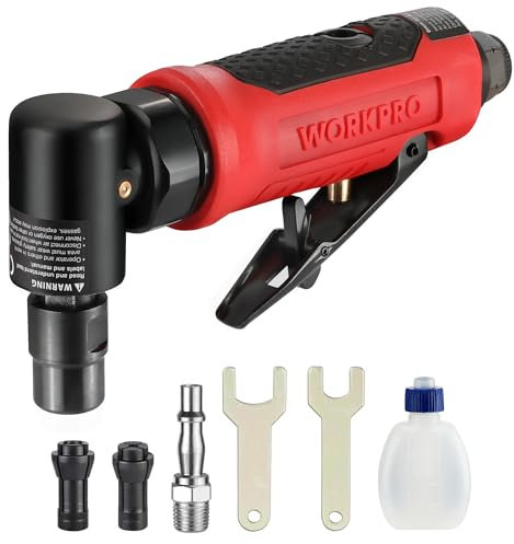 WORKPRO Air Die Grinder with 1/4 and 1/8 Collet, 90 Degree Mini Pneumatic Angle Grinder with Rotation Speed 20000rpm for Polishing, Grinding, Rust Removal