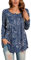 Enmain Tunic Tops Long Sleeve Plus Size Casual Ladies Tunic Tops Small V Neck Button Up T Shirt Blouse,Navy 2,M