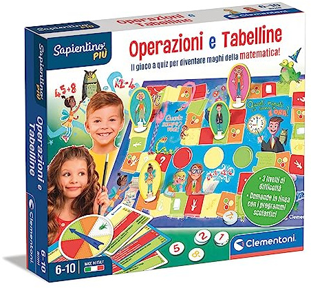 Clementoni - 16596 - Sapientino Plus - Rolig Aritmetik - Pedagogiskt spel för barn från 6 år för att lära sig siffror, brädspel och tabeller, tillverkad i Italien