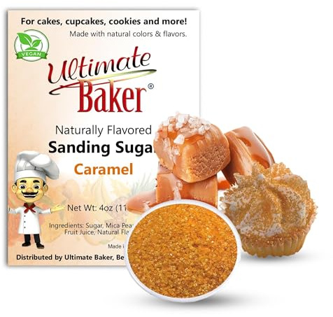 Ultimate Baker Flavored Sanding Sugar (1x4oz) - Burst of Flavor & Color for Cakes, Cookies & More, All-Natural, Perfect for Baking & Decorating or as a Flavored Coffee Sugar (Caramel)