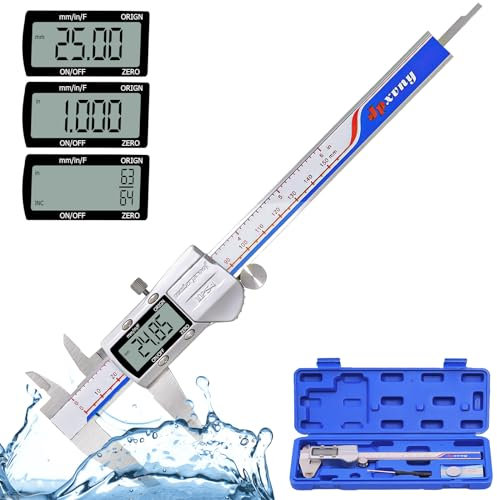 Digital Vernier Caliper, IP54 Waterproof Digital Caliper, 150mm Calipers Measuring Tool with Absolute Origin, MM/Inch/Fraction Conversion, Extreme Accuracy Electronic Caliper for Industry