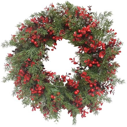 Ioensy Corona de Navidad/Corona de Navidad/Guirnalda Navideña/Decoración Corona de Puerta Delantera para Balcón, Diámetro 45cm