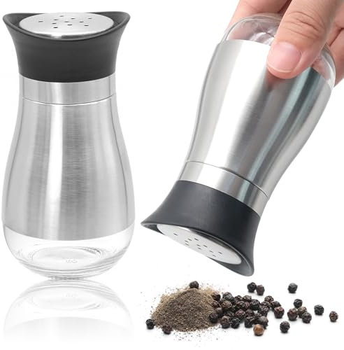 Salt and Pepper Shakers Sets, 2 Pcs Salt and Pepper Pots, Spice & Seasoning Dispenser Jar for Kitchen Cooking, Camping, BBQ Spice Shaker Containers, BBQ Seasoning Bottle Jars