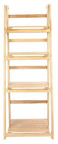 4 Tier Ladder Shelf Display Unit Wooden Bookcase Stand Storage Rack Folding Flower Ladder Rack Display Shelves for Garden Home Balcony (Natural Color)