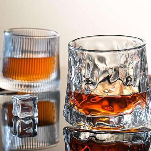 NIYATA Lot de 2 verres à whisky, en cristal, 160 ml, pivotant, rotation à 360 °, pour bars, appartements, KTV