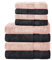 Komfortec 8er Handtuch Set aus 100% Baumwolle, 4 Badetücher 70x140 und 4 Handtücher 50x100 cm, Frottee, Weich, Towel, Groß, Schwarz/Rosa
