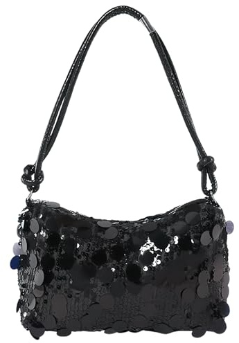 Uoocg Pochette argento glitter paillettes borsa a tracolla borsa da sera donna ad alta capacità con chiusura a strappo borsa per ballo di nozze banchetto Mittelgroße