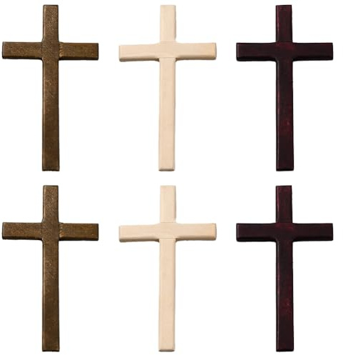 PH PandaHall 6 Stück, 3 Farben Holzkreuz Wandkreuze Hängende Holzkreuze Dekoration Handkreuz zum Beten für Hochzeiten, Partys, Geschenke, Meditation, Weihnachten, Ostern (ohne Loch), 17 x 7,6 cm
