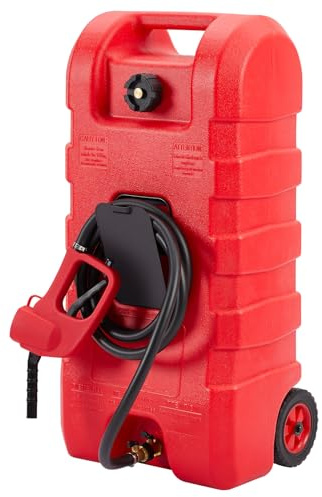 Fuel Caddy, 15 Gallon Portable Gas Tank Container With 10FT Hose & Wheels, Petrol Diesel Storage Can Fuel, Petrol Canister for Car Truck