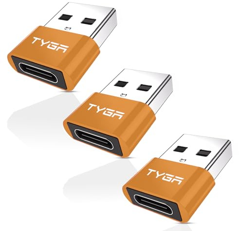 TYGA STORE USB Type C Female to USB Type A Male Adapter 2.0, Sync, Transfer, Charge, Plug & Play (3, Bronze)