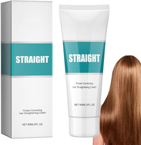 Hair Straightening Cream, Protein Hair Trea/tment Hair Smoothing Cream, Hair Styling Cr/eam for Anti Frizz, Moisturising Straightening Cr/eam for Dry Damaged Split Ends & Frizzy Hair, 2FL.OZ