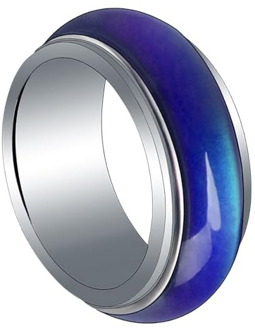 ifundom Anneau d'Humeur Thermochromique pour Homme, Garçon et Fille, Anneau en Cuivre 8 MM, Confortable, Change de Couleur Selon la Température, Cadeau pour Halloween