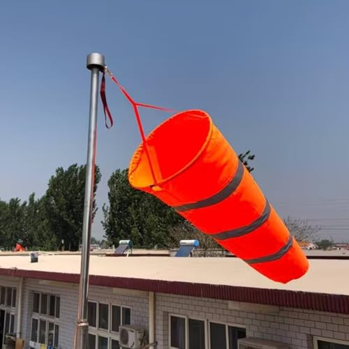 Manica a Vento Windsock Indicatore di Vento Alta Visibilità, Windsock Riflettente con Palo in Acciaio Inossidabile, Sacco Direzione del Vento Impermeabile(Orange,L-2m(6.6ft))