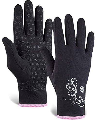 TrailHeads Women’s Running Gloves | Touchscreen Gloves | Power Winter Running Accessories - Black/Fast Pink (Medium)
