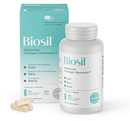 Biosil Collagen Booster Supplement - 120 Original Capsules - Patented ch-OSA Activator for Skin, Hair, Nails & Joints - Supports Natural Production - 60-Day Supply